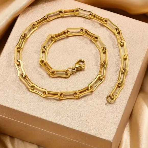 18 KT Gold Over Titanium Steel Chain Necklace - Picture 4 of 4